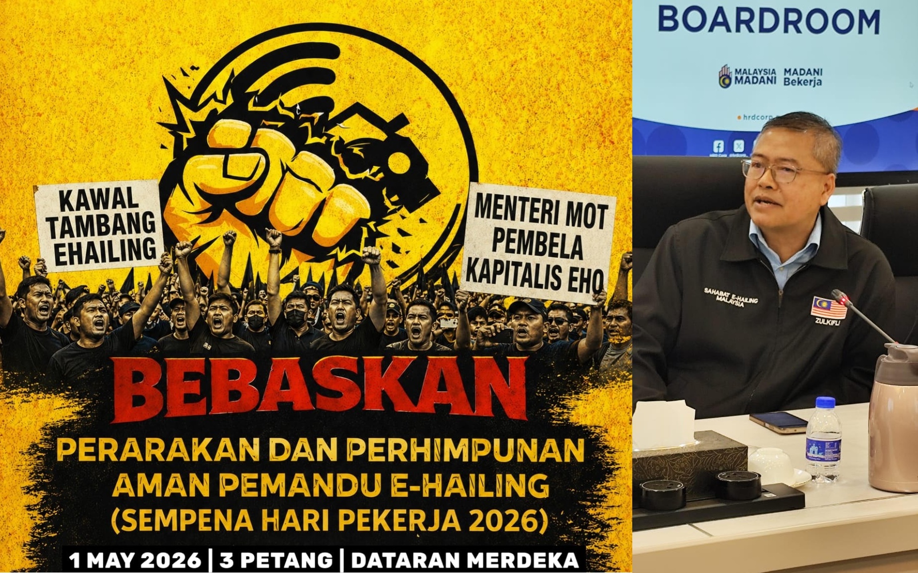 Pemandu e-hailing diseru sertai perhimpunan aman menuntut keadilan pada 1 Mei ini